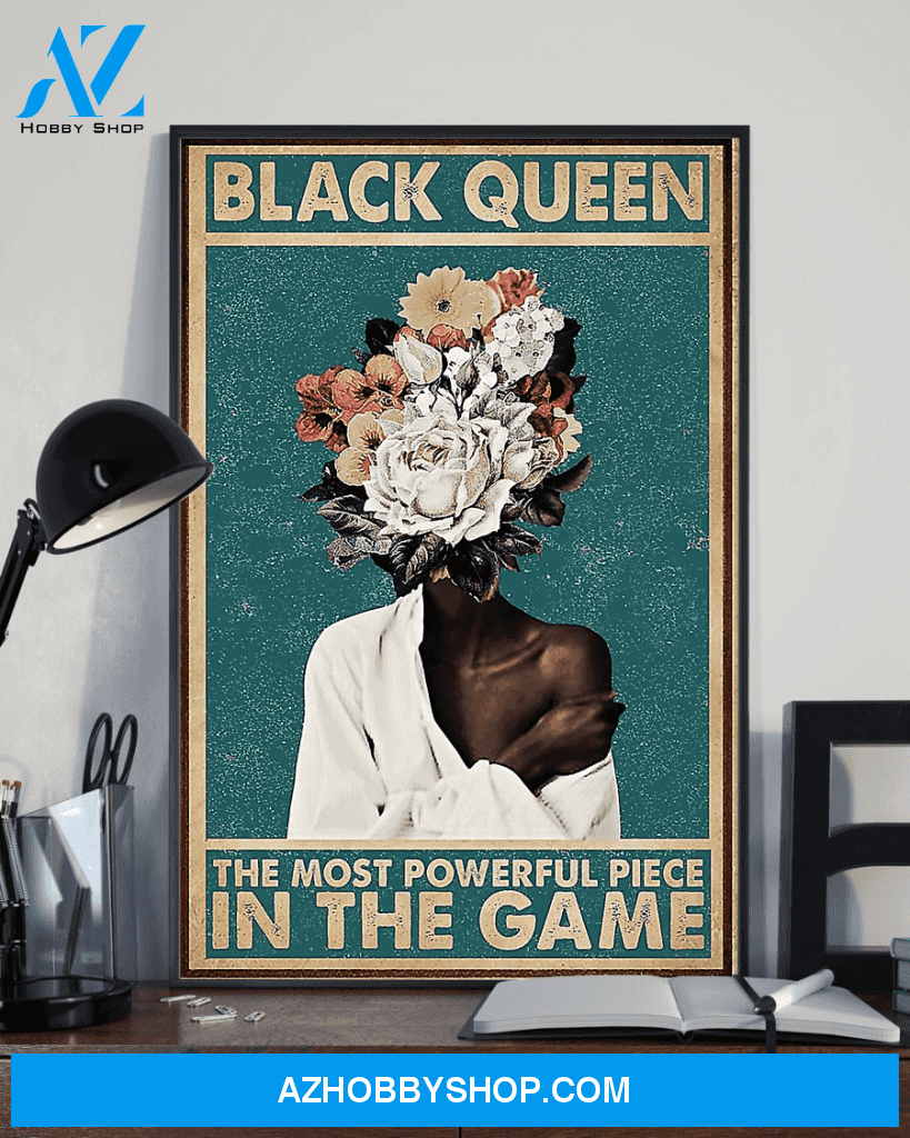 Black Girl Afro Poster Black Queen Is The Most Powerful Piece In The Game Vintage Poster Canvas