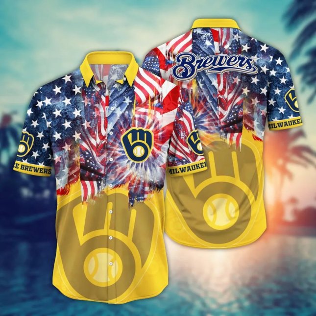 Milwaukee Brewers Hawaiian Shirt Fireworks Celebration