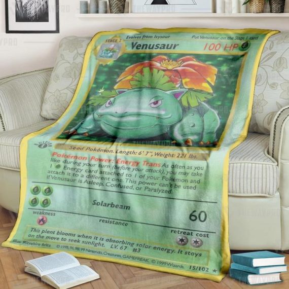 Pokemon Gifts Gift For Pokemon Lover Venusaur Pokemon 25Th Anniversary Pokemon Card Grading Blanket Or Quilt Hg Christmas Gifts