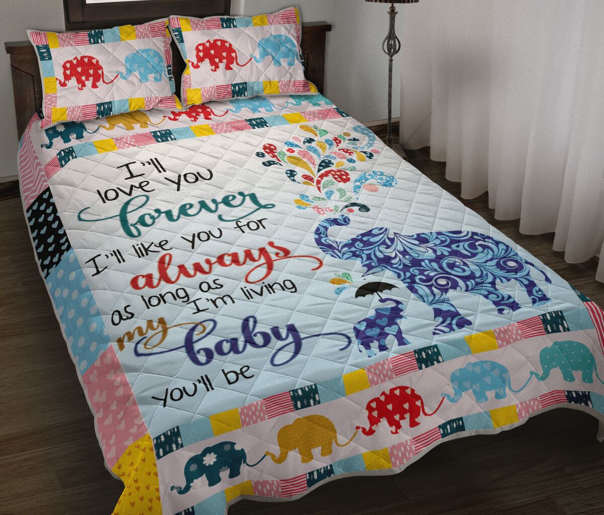 I’Ll Love You Elephant Qbs Quilt Bedding Set Bedroom Decoration Twin/Queen/King Size Bedding