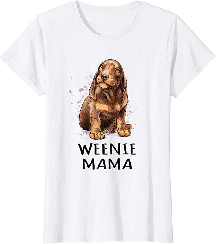 Womens Weenie Mama Dachshund Mom Weiner Dog Animal Lover Gift T-Shirt