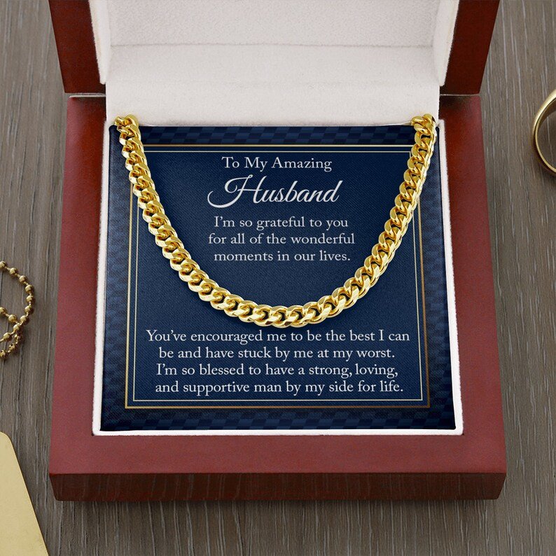 Valentines Day Gifts For Him, Cuban Link Chain Necklace For Husband, I’M Grateful To You