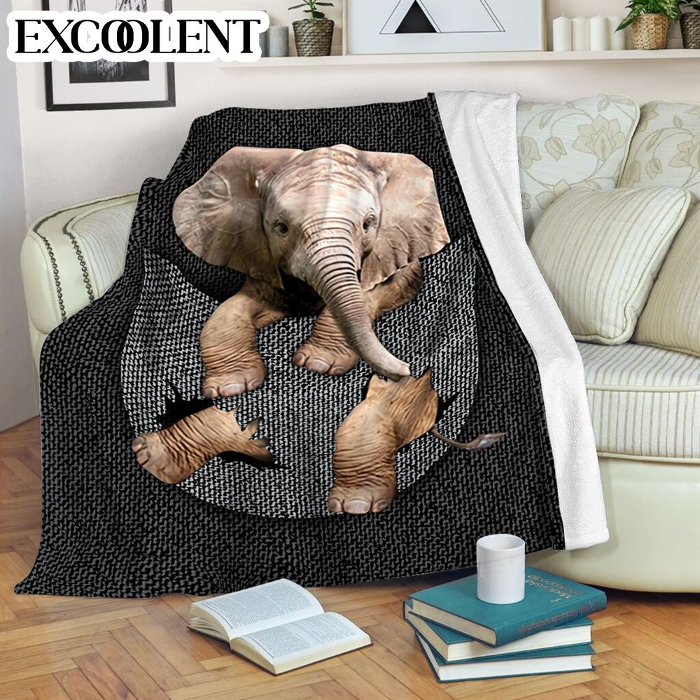 Elephants Pocket Farbic Fleece Throw Blanket – Soft And Cozy Blanket – Best Weighted Blanket For Adults