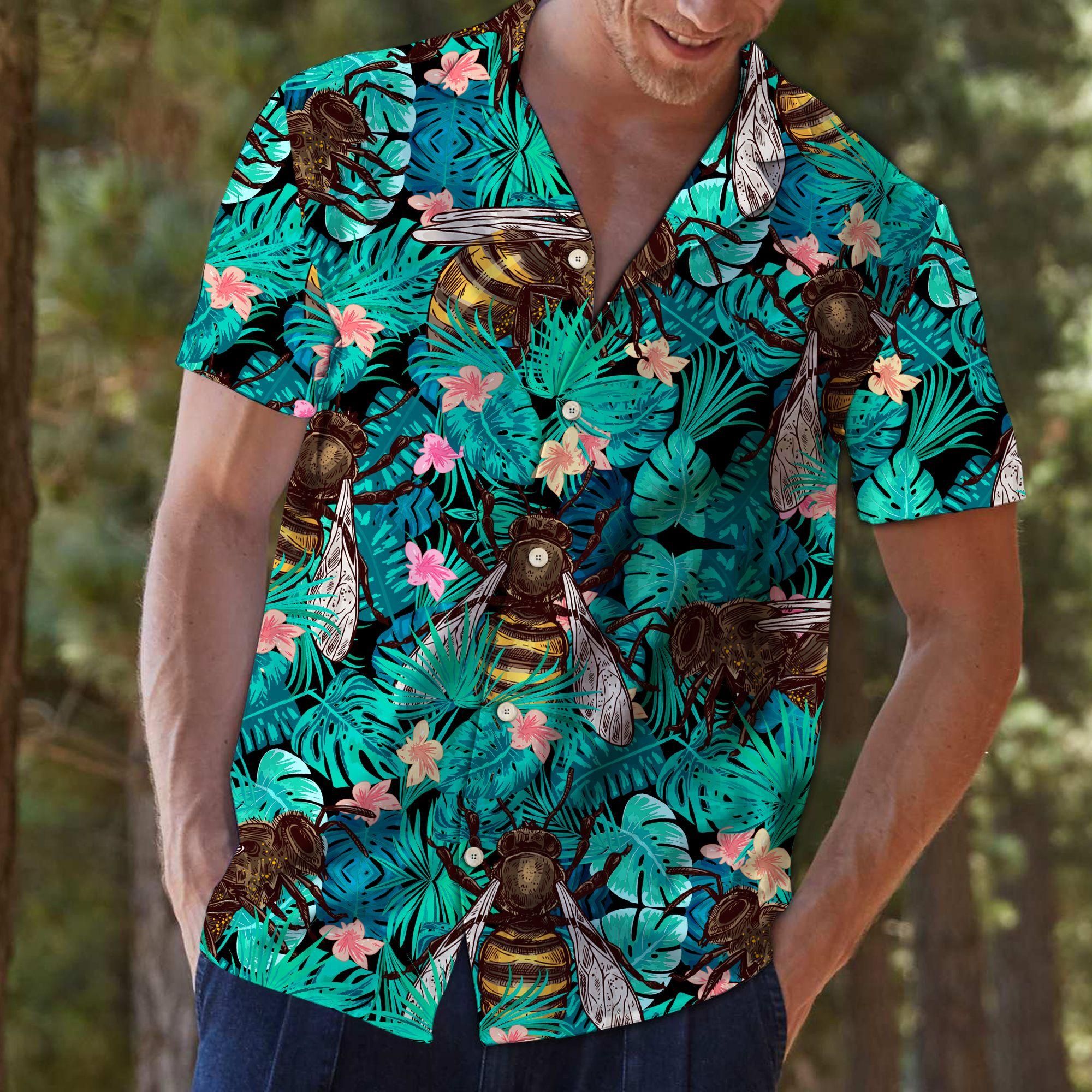 Bee Tropical Aloha Hawaii Shirt Colorful Short Sleeve Summer Beach Casual For Men And Women Ha68806