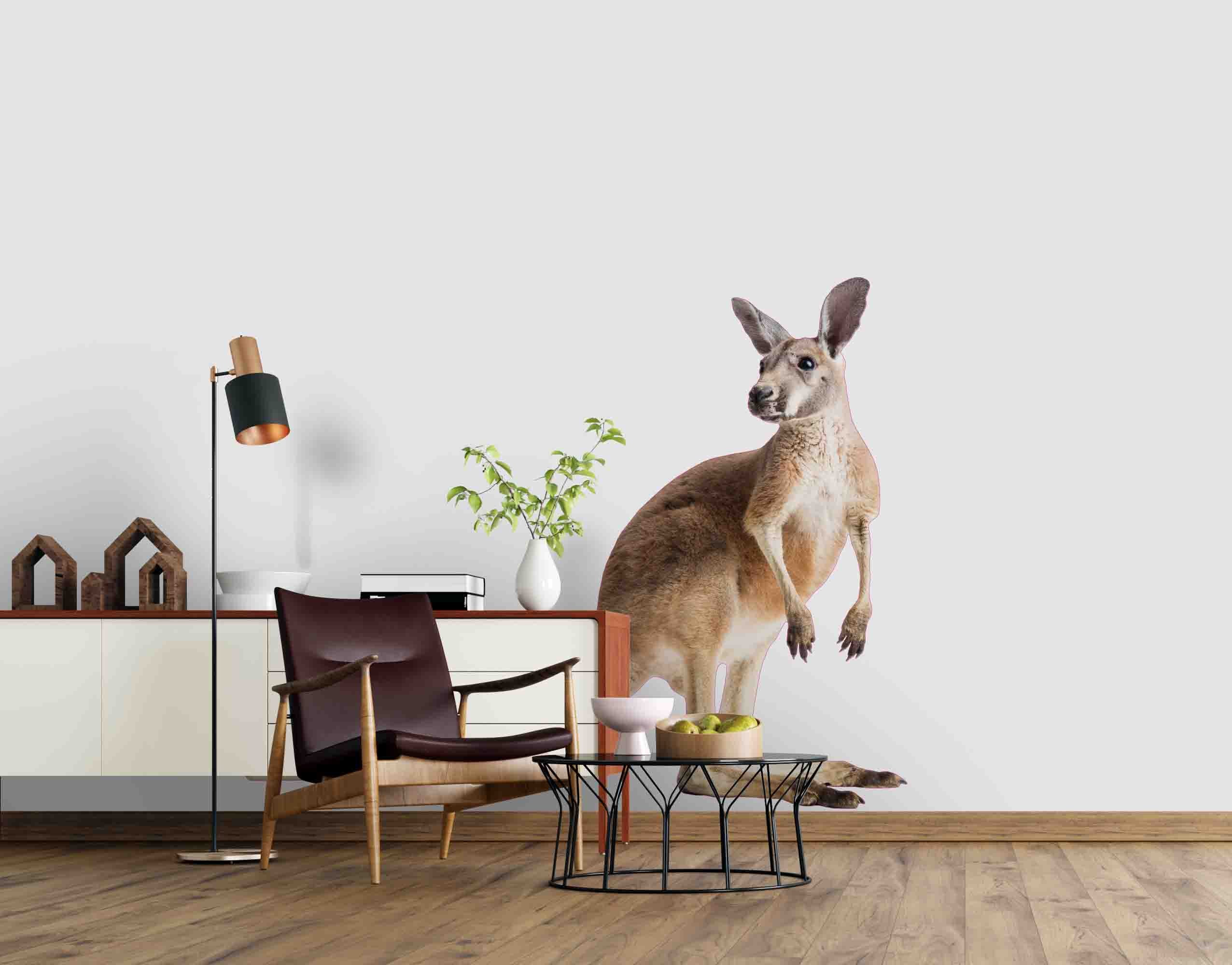 3D Grassland Animals Kangaroo Wall Mural Wallpaper Zy D27