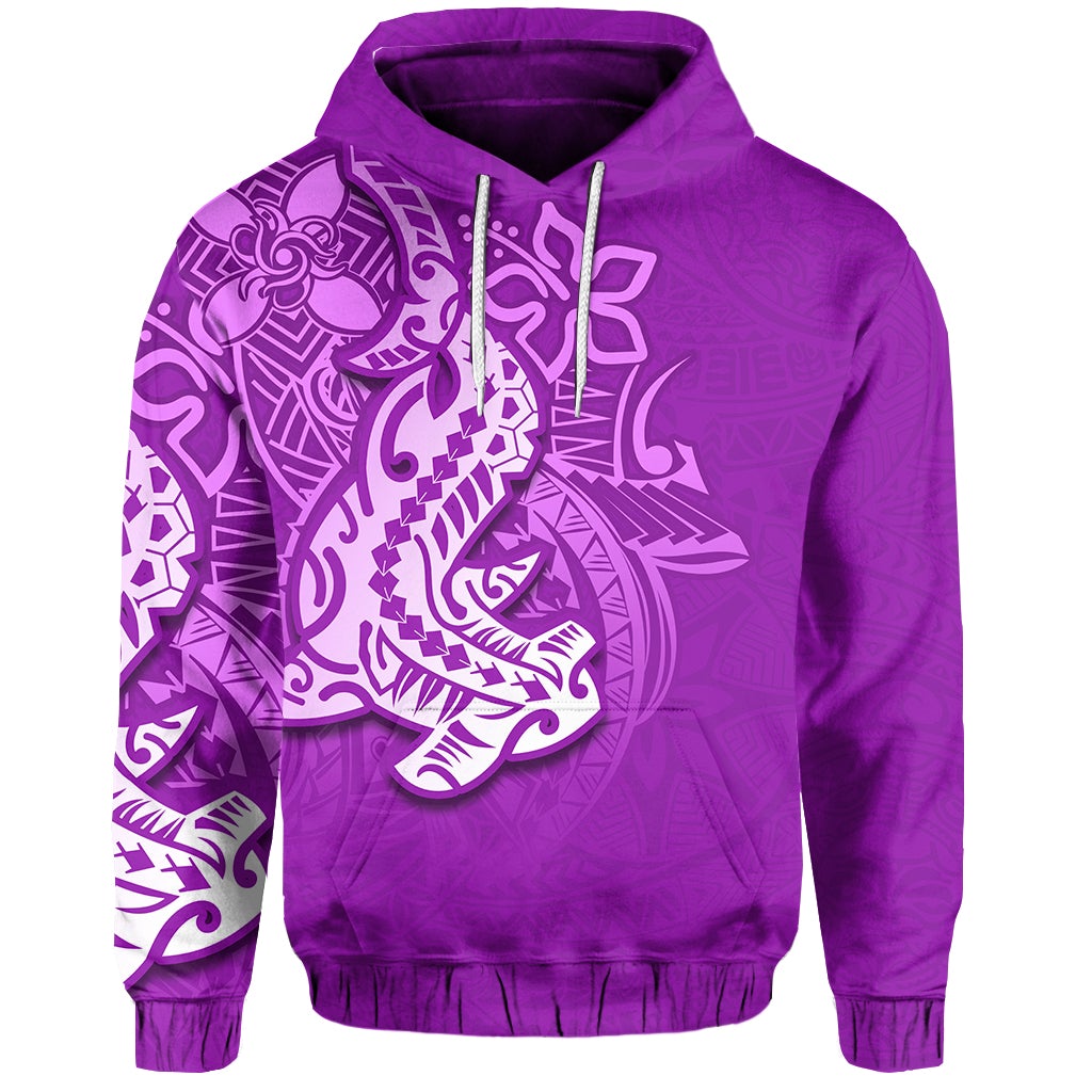 (Custom Personalised) Hammerhead Shark Hoodie Polynesian Purple Style Lt6