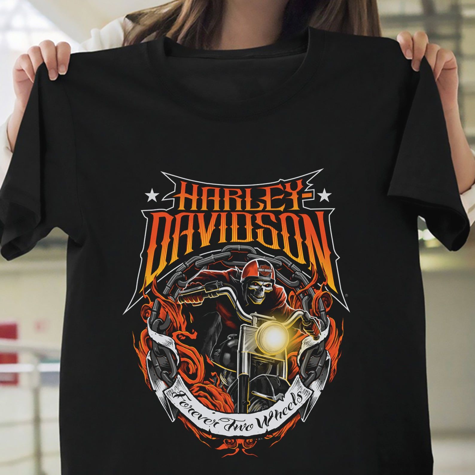 Harley-davidson Skull Motorcycle Logo Black Unisex T-shirt S-5 Motor ...