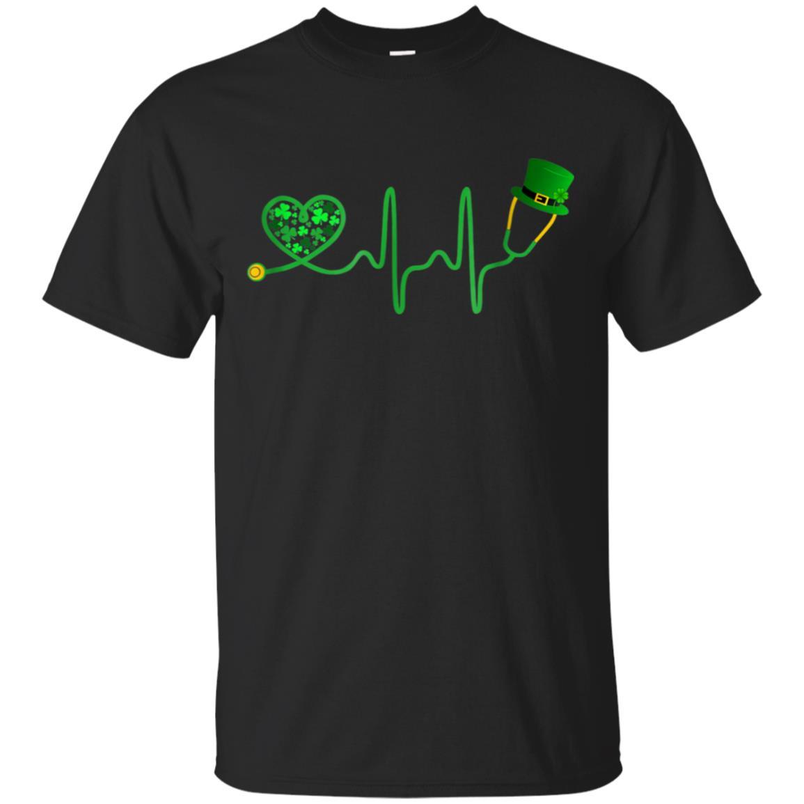 St Patricks Day Nurse Shirt Shamrock Stethoscope Heartbeat