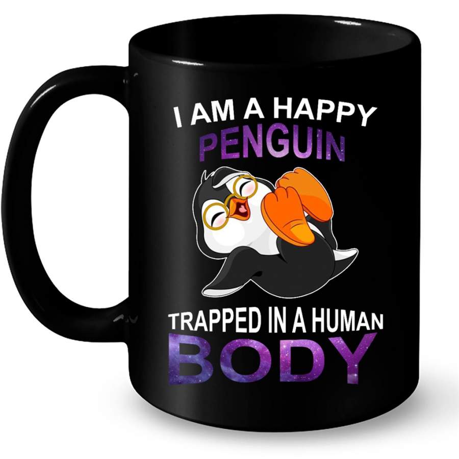 I Am A Happy Penguin Trapped In A Human Body – Full-Wrap Coffee Black Mug