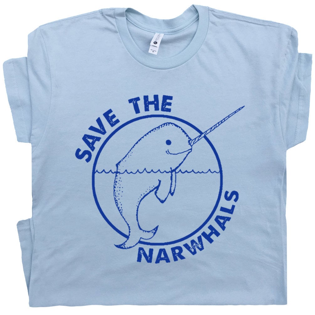 Narwhal T Shirt Save The Narwhals Shirts Cute Funny Animal Shirts Vintage Graphic Retro Saying Tees Cool Narwhal Shirts For Men Women Kids