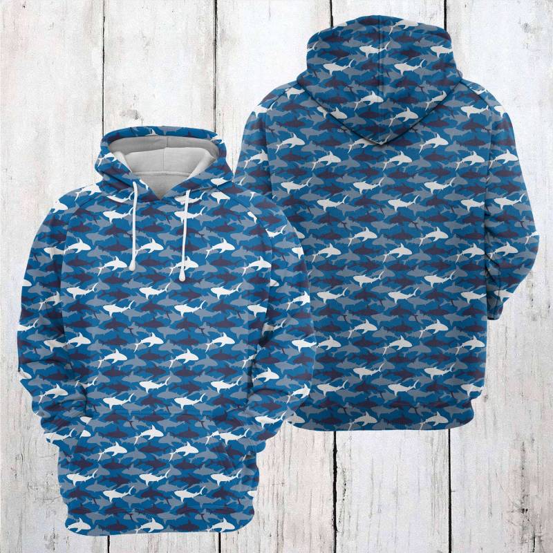 Shark Blue Camo T2905 – All Over Print Unisex Hoodie