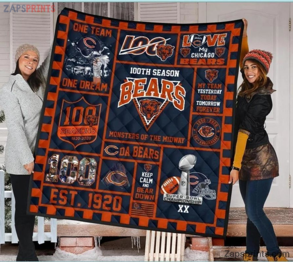 Chicago Bears 100Th Seasons 3D Printing Quilt V18 Gift For Fan Football Lovers Jpeg