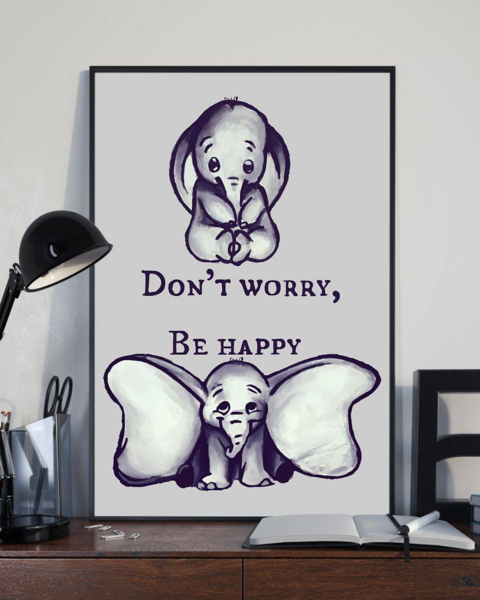 Baby Elephant Dont Worry Be Happy Canvas Art And Poster