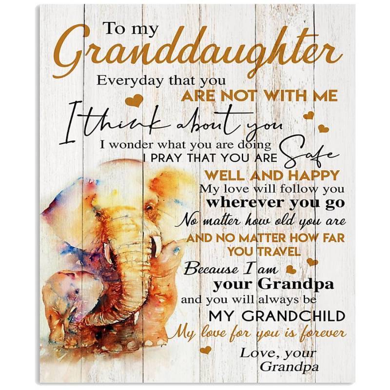 Elephants Lovely Message From Grandpa Gifts For Granddaughters Vertical Poster