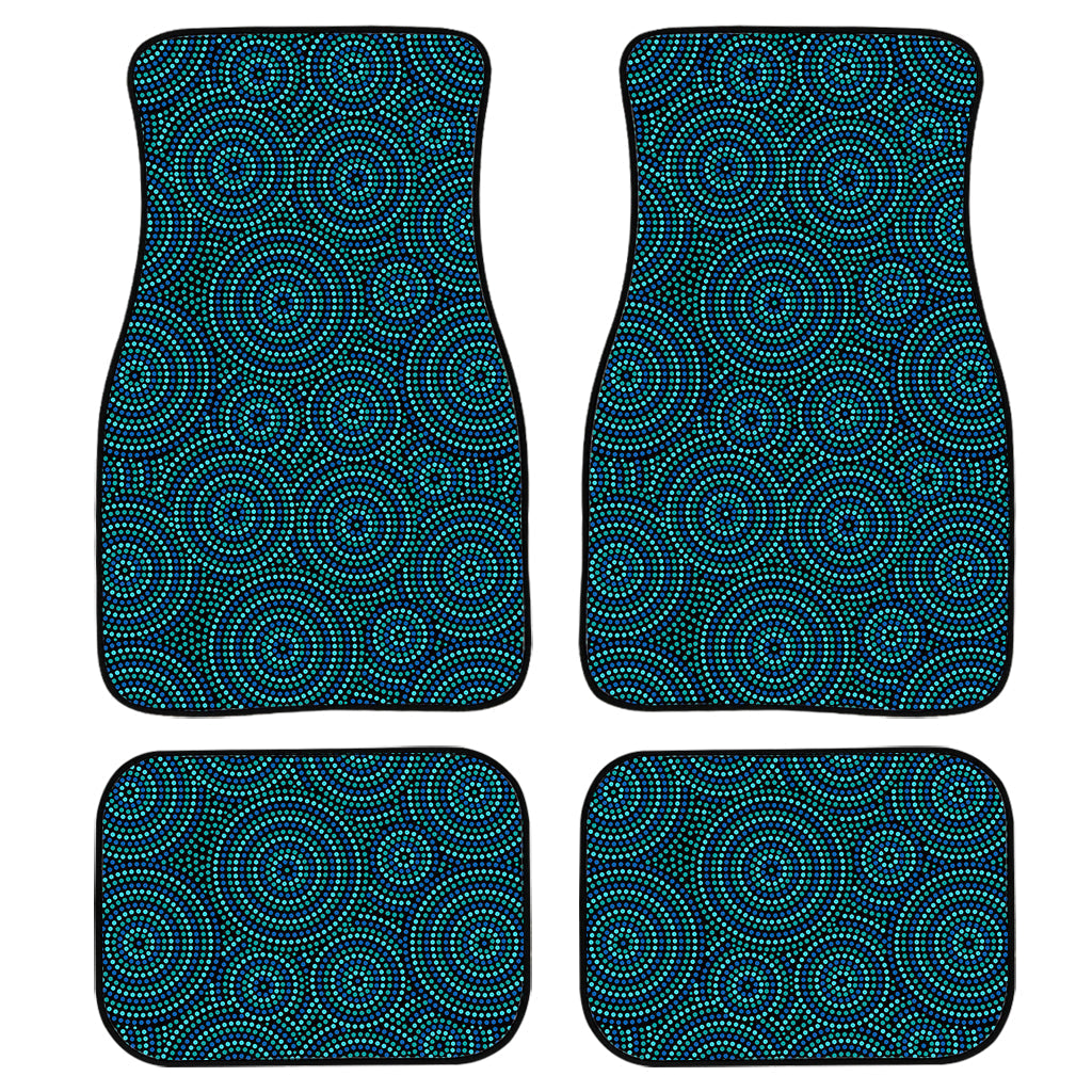 Blue Aboriginal Dot Pattern Print Front And Back Car Floor Mats, Front Car Mat