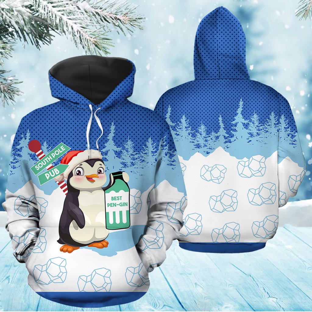 Hoodie Mother’s day Father’s day unique gift ideas for mom & dad from daughter & son kids, meaningful birthday presents –  Penguin North Pole T1610 – All Over Print Unisex Hoodie