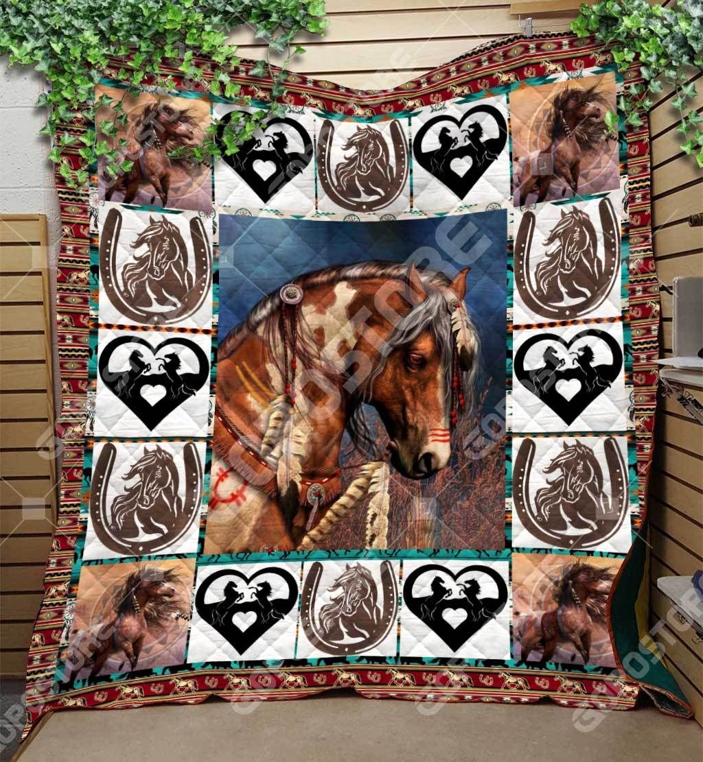 Native American Horses Like 3D Quilt Blanket 1178