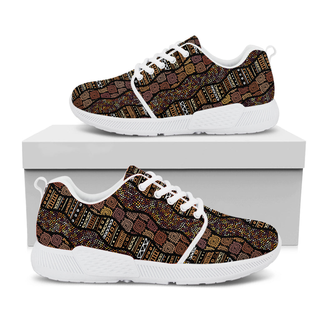 African Afro Inspired Pattern Print White Athletic Shoes