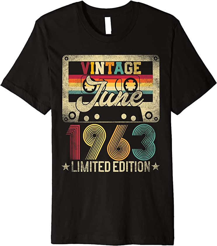 1963 June 58th Birthday 58 Years Old Limited Edition Vintage Premium T-Shirt