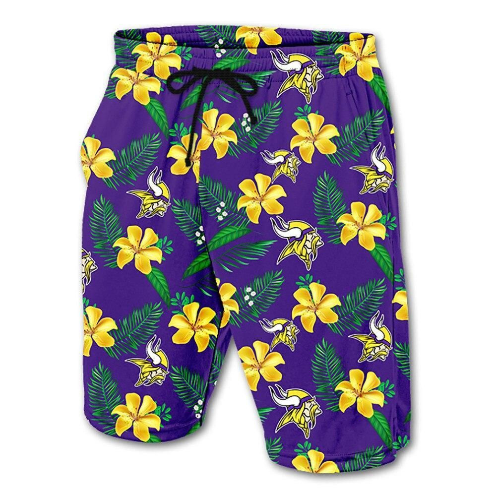 Minnesota Vikings Shorts Floral Hawaii Summer Men Ha53132