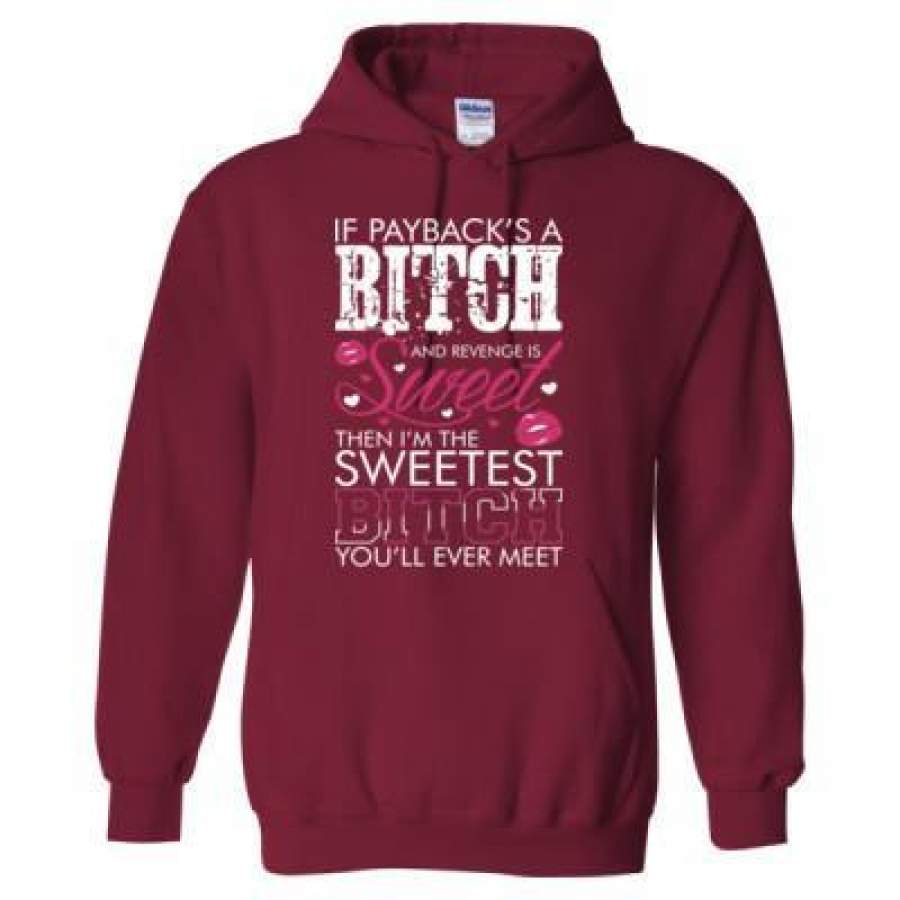 AGR If Paybacks A Bitch And Revenge Is Sweet Im The Sweetest Bitch Youll Ever Meet – Heavy Blend™ Hooded Sweatshirt