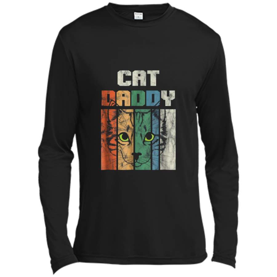 Retro Cat Dad Daddy Cool Kitten Lover Vintage  Long Sleeve Moisture Absorbing Shirt