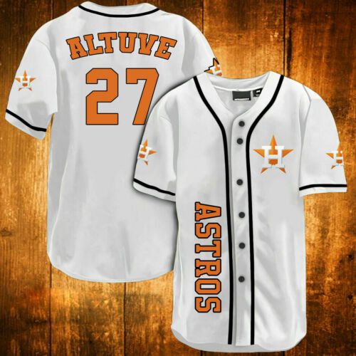 Jose Altuve 27 Houston Astros White All Over Print Baseball Jersey For Fans