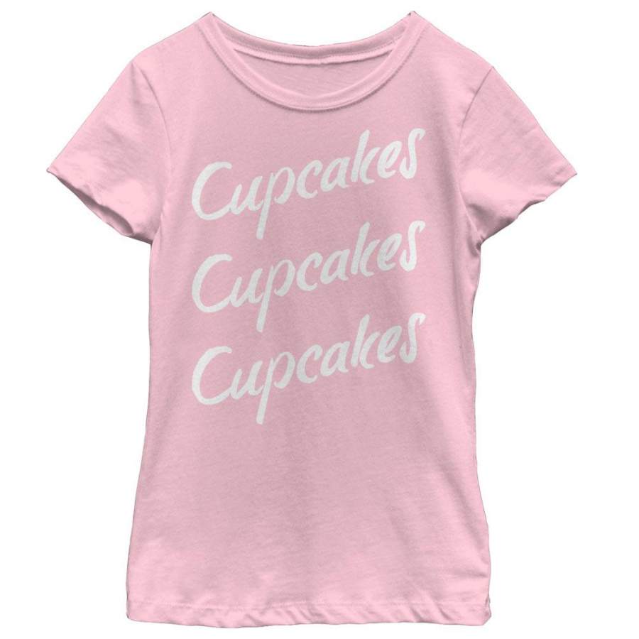 CHIN UP Girl’s Cupcakes Cupcakes Cupcakes  T Shirt Light Pink