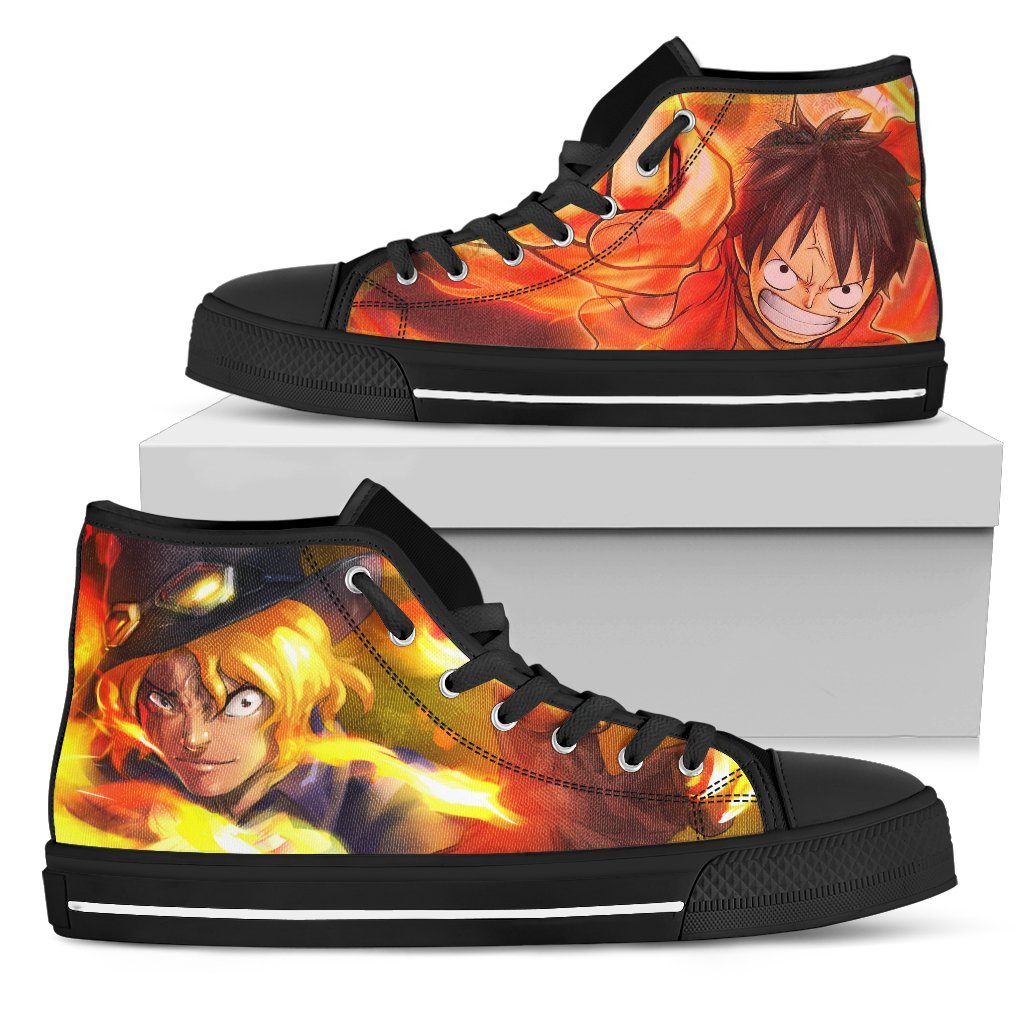 One Piece Sneakers Monkey D. Luffy And Sabo Hi Top Sneakers