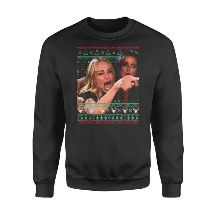 Woman Yelling At A Cat Ugly Christmas Sweater Meme Outfit – Standard Fleece Sweatshirt