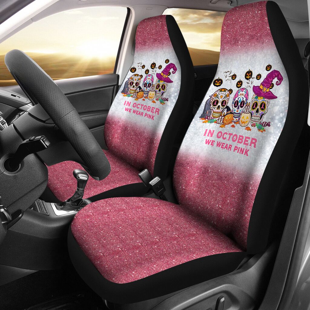 In October We Wear Pink Breast Cancer Awareness Seat Covers 0622