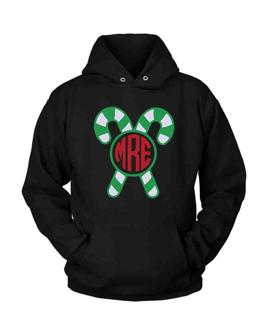 Candy Cane Christmas Holiday Monogram Unisex Hoodie