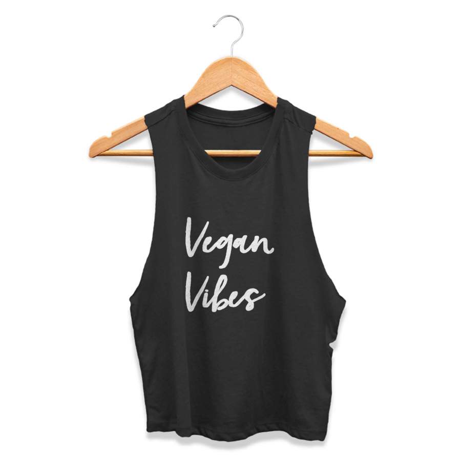 Vegan Vibes Hippie Plant Based Diet Animal Right Activist Vegetarian CPY Womans Crop Tanktop Tee