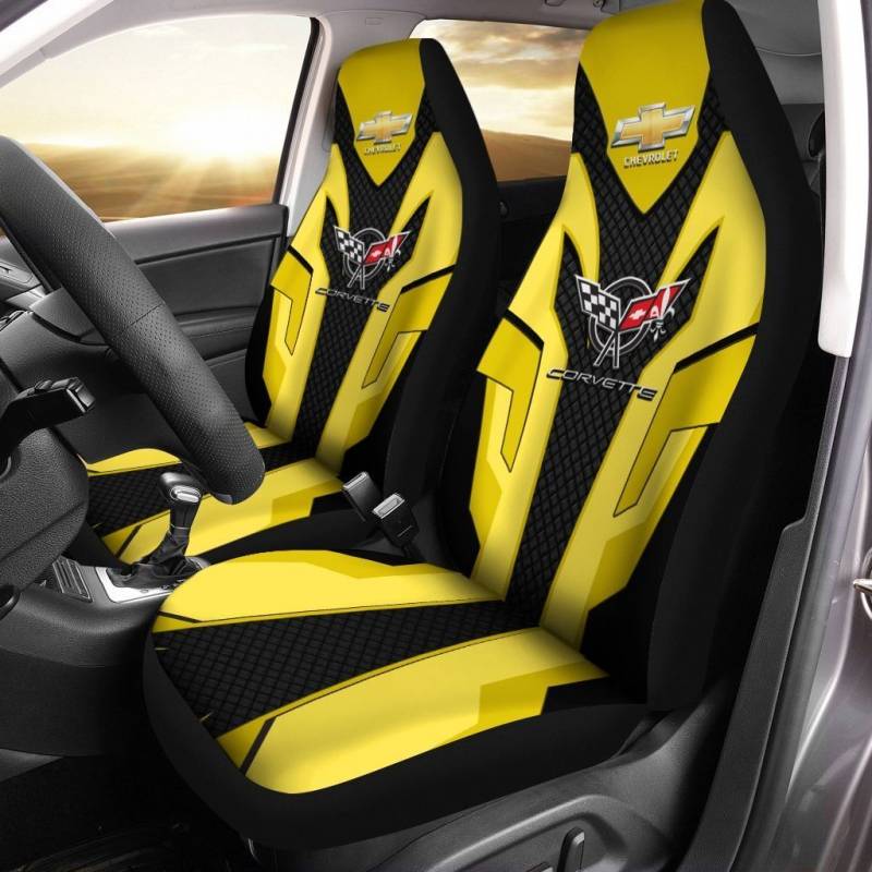 Chevrolet Corvette- NCT Car Seat Cover (Set of 2) Ver 4 (Yellow)