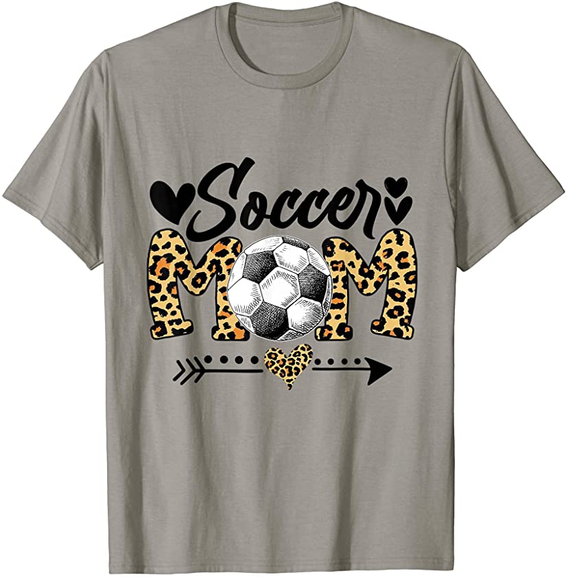 Soccer Mom Heart Leopard Mom Grandma Mothers Day T-Shirt