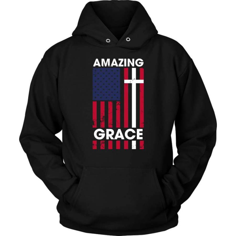 Amazing grace American flag cross hoodie