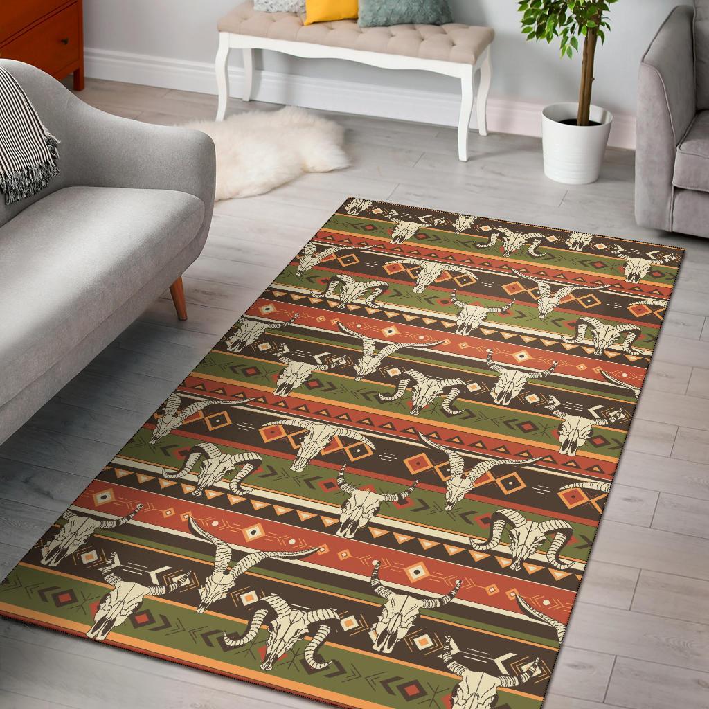 American Indian Skull Animal Area Rugs