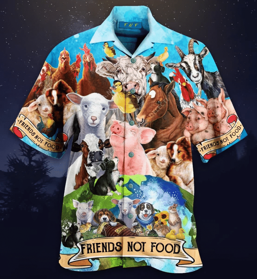 High Quality Hawaii Aloha Shirts Go Vegan Friends Not Food Ha108853