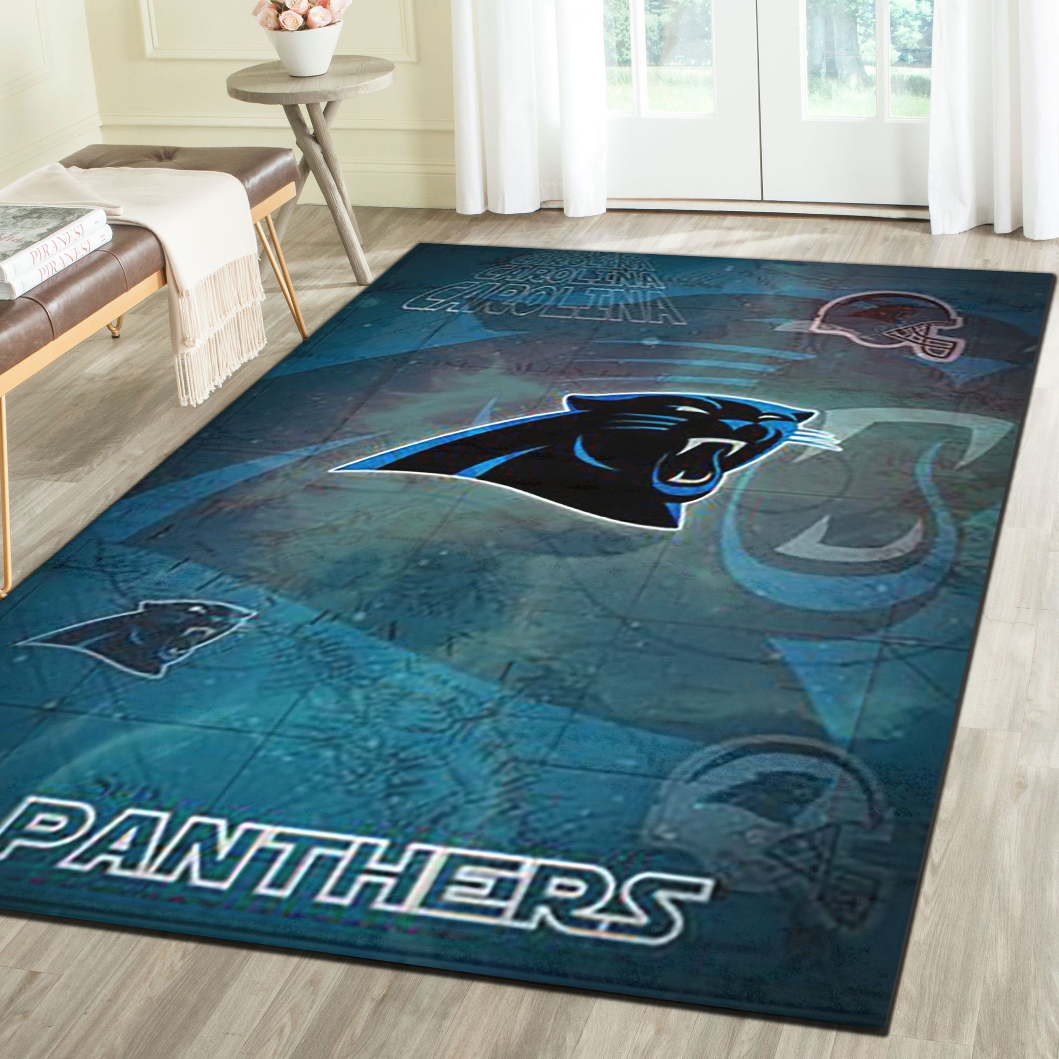 Carolina Panthers Area Rugs, Football Team Living Room Bedroom Carpet, Man Cave Floor Mat