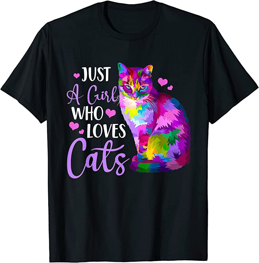 Cute Cat Gift for kitten lovers Colorful T-Shirt