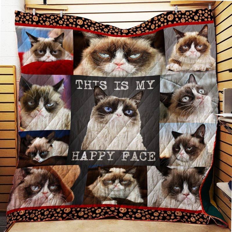 A BC – This is my happy face – Grumpy Cat Blanket