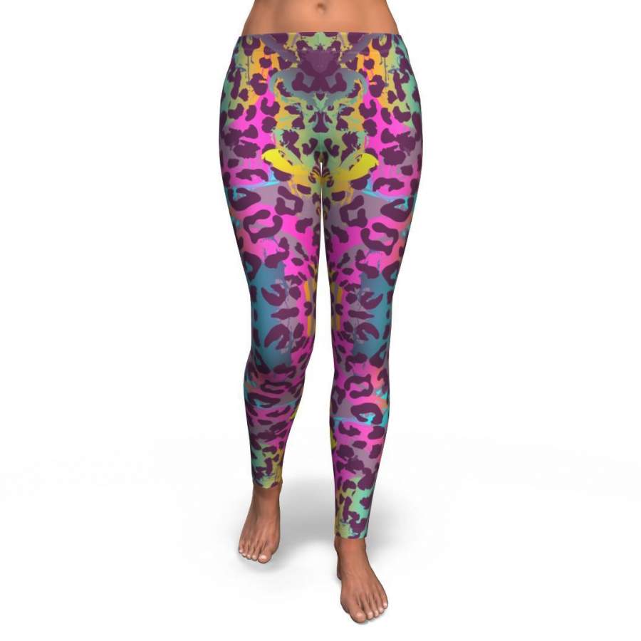 Rainbow Cheetah Leopard Pattern Print Pattern Women Leggings