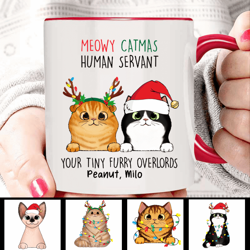 Meowy Catmas From Tiny Overlords Cat Personalized Mug