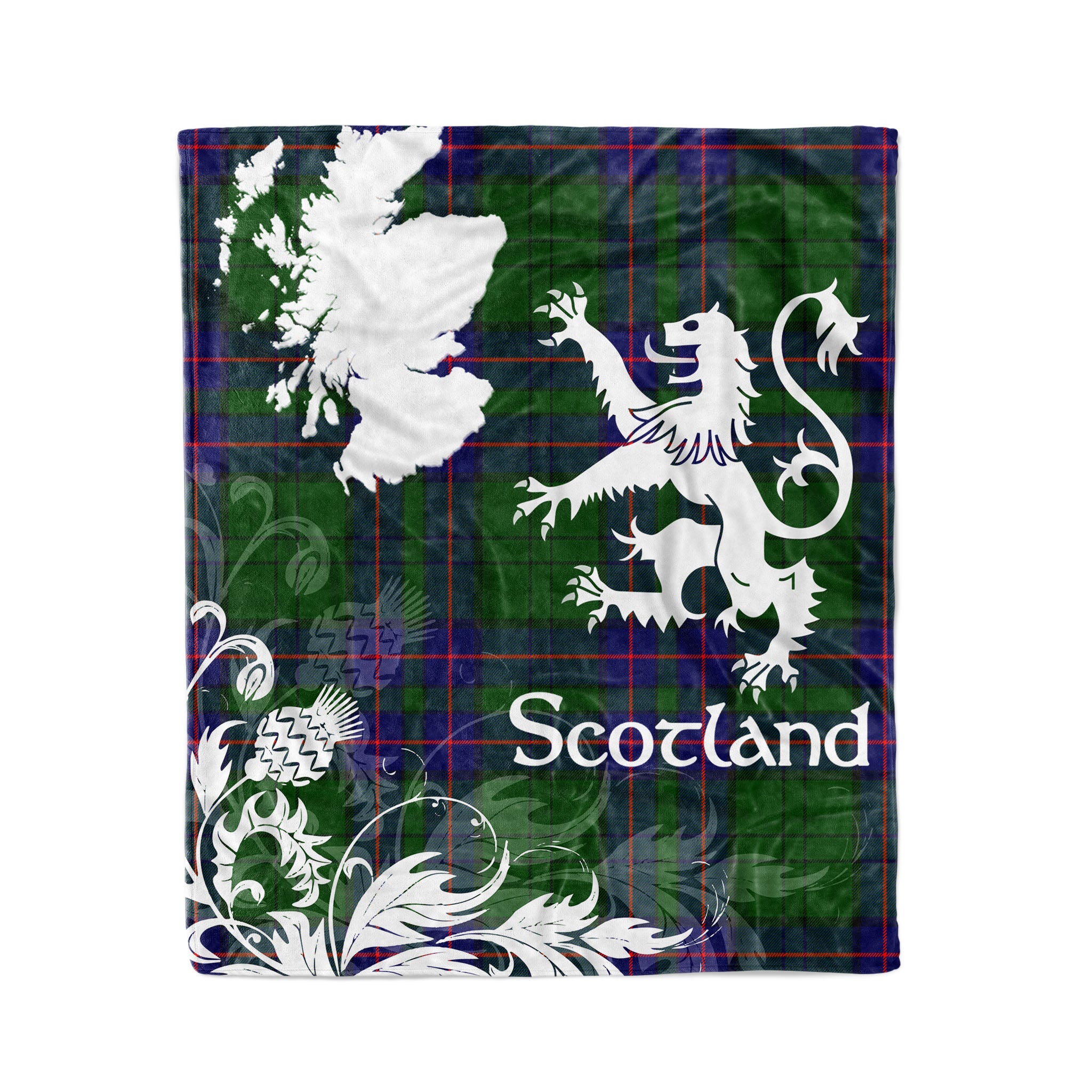 Tartan Plaid Fleece Blanket Tartan Blanket Thistle And Lion Scottish Clan Lockhart Modern Plaid Blanket