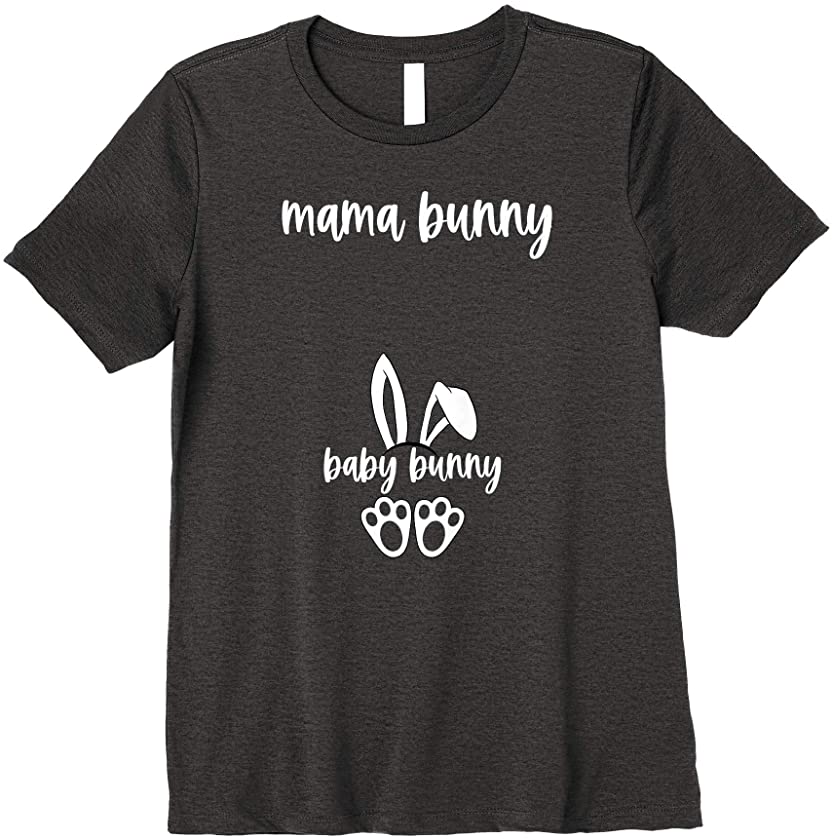 Womens Funny Easter Pregnancy Announcement Mama Bunny Baby Bunny Premium T-Shirt