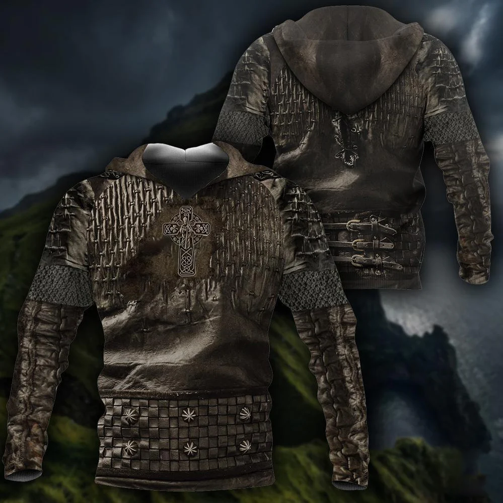 Heart Celtic Cross Irish Armor Knight Warrior Chainmail Shirts For Men And Women, St Patrick’S Day Hoodie