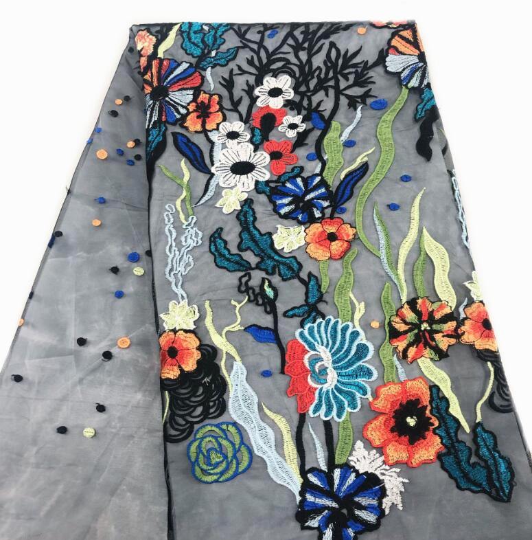 Big-name Catwalk Fashion Fabric High-grade Multi-color Encryption Embroidered Lace Fabric RS2625 alx