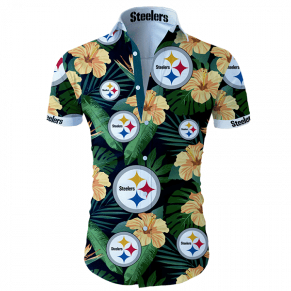 Beach Shirt Pittsburgh Steelers Hawaiian Shirt Tropical Flower Short Sleeve Slim Fit Body