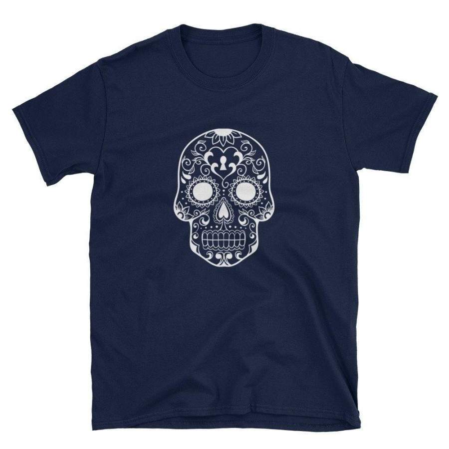 Sugar Skull Shirt Floral Skull Day Of The Dead Shirt Halloween Shirt Cute Shirt Adult T-shirt Short-sleeve T-shirt