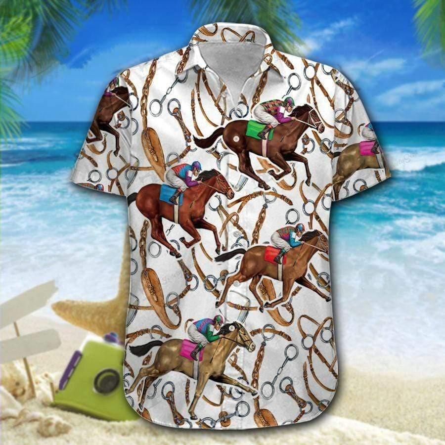 Horse Racing Colorful Hawaii Shirt For Men Women Adult Ha19334